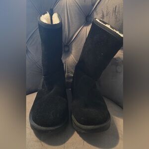 UGG Black Suede Boots with Zipper